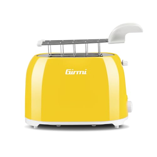 Girmi TP10 Tostapane, 750 W, Pinze Inox, 7 livelli di cottura, Raccogli briciole, Spegnimento automatico, Giallo