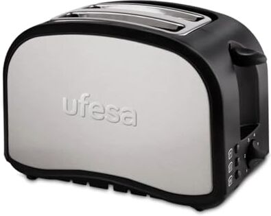 Ufesa Optima Tostapane Argento, Nero, 800 W, Negro