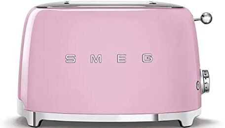 SMEG , Tostapane 2x2 , 2 Scomparti da 36mm, 6 Livelli di Doratura, Funzione Riscaldamento, Scongelamento e Bagel, Espulsione Automatica del Pane, Cassetto Raccoglibriciole, 950W, Rosa