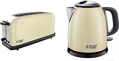 Russell Hobbs 21395-56 Tostapane Con Fessure Extra Classic, Crema & 24994-70 Bollitore, 2400 W, 3 Cups, Plastica, Acciaio Inossidabile, Crema