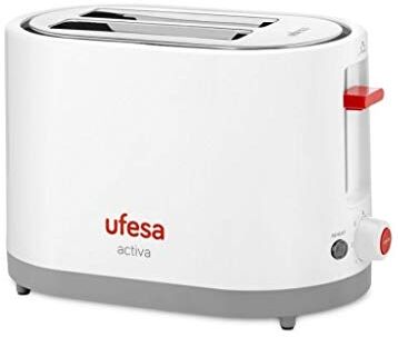 Ufesa Tostapane 750 W, 3 funzioni: scongelare, Riscaldare e Stop. Selettore elettronico con 7 Posizioni di tostatura. Slot di Grande Larghezza e profondità. BPA Free, Bianco E Rosso