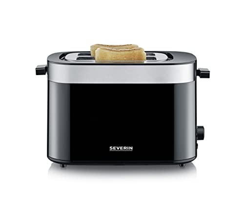 Severin Tostapane automatico da 800 W, Tostapane elettrico per toast con 2 fessure regolabili, Tostapane in acciaio inossidabile adatto per scongelare, Acciaio inox/nero