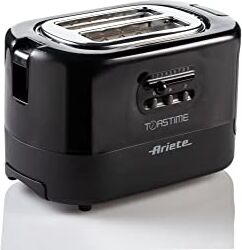 Ariete Toastime, Tostapane bianco, Capacità 2 fette, 9 livelli di doratura, 700 W, 3 funzioni, Nero