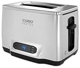 Caso inox 2 Design Tostapane, 2 fette in acciaio inox di alta qualità, Toast automatico, extra grande Display LCD, 1000 W, argento