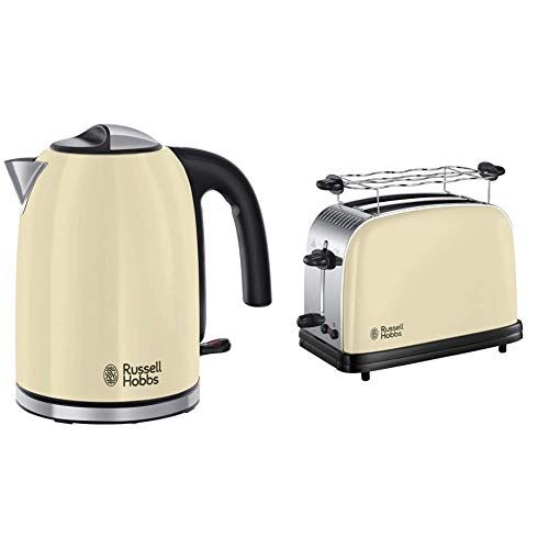 Russell Hobbs Colours Plus 20415-70 Bollitore, 2400 Watt, 1.7 Litri, Acciaio Inossidabile, Crema & Classic Tostapane, 1100 W, Acciaio Inossidabile, 2 Scomparti, Crema