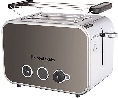 Russell Hobbs Tostapane, 6 livelli di doratura, fessure XL: crostoni e bruschette, LED, funzioni: scongela, riscalda, interrompi, scaldapanini integrato, Distinctions Titanio,