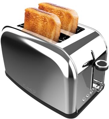 Cecotec Tostapane Verticale 2 Slot Brevi Toastin' time 850 Inox Lite. 850 W, 2 fette di pane, fessura larga 3,8 cm, supporto per panini e vassoio raccogli briciole, acciaio inossidabile