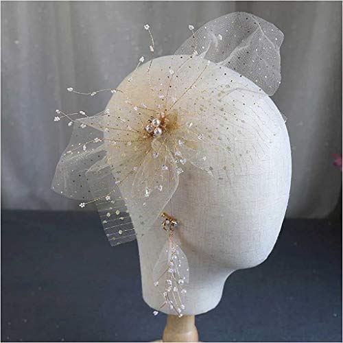 RLUYFGGTLNHGT Hair Grips Champagne Gold Mesh Floral Barrettes Wedding Party Bride Hair Accessories