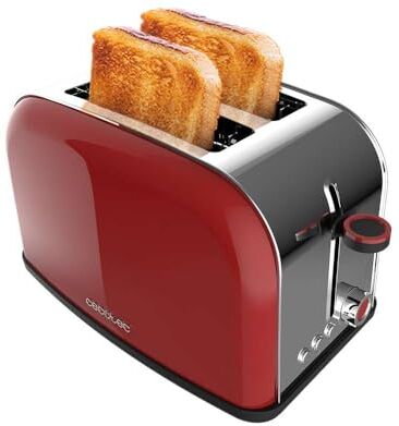 Cecotec Tostapane verticale Toastin' time 850 Red Lite, 850W, Capacità per 2 fette, Fessura larga, Acciaio Inoss, Funzioni preconfigurate per la comodità, Controllo tostatura personalizzabile