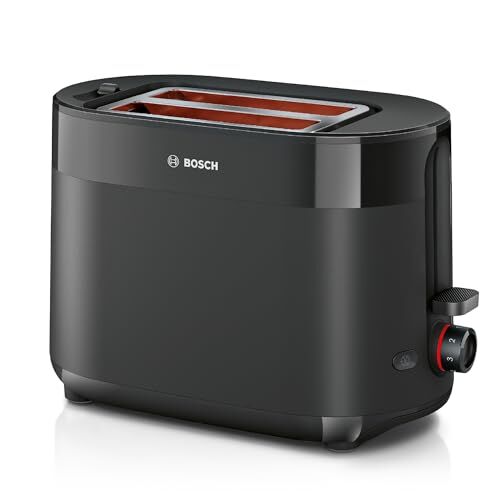 Bosch MyMoment  Tostapane compatto, con funzione di scongelamento, con funzione di scongelamento, funzione di sollevamento, centraggio del pane, perfetto per 2 fette, 800 Watt, nero opaco