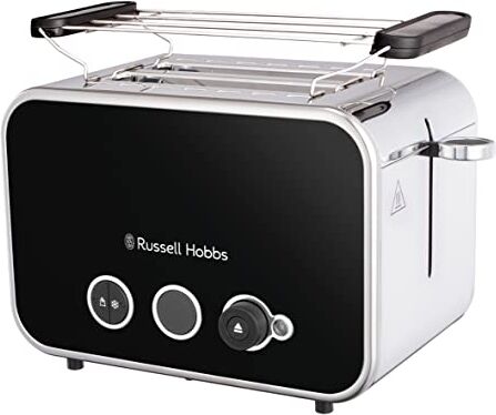 Russell Hobbs Tostapane, 6 livelli di doratura, fessure XL: crostoni e bruschette, LED, funzioni: scongela, riscalda, interrompi, scaldapanini integrato, Distinctions Black,