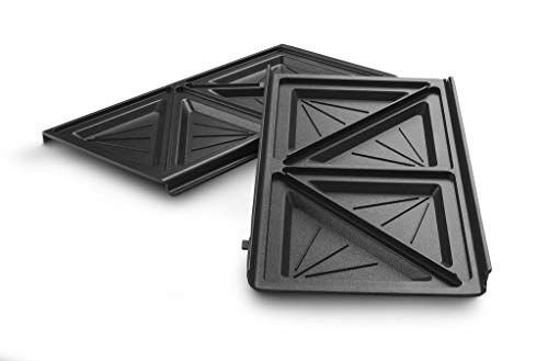 DeLonghi Set di pannelli sandwich  accessori da cucina per  Multigrill SW12, inserto per griglia con rientranza diagonale, in alluminio pressofuso lavabile in lavastoviglie, nero
