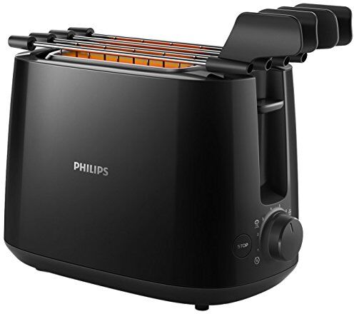 Daily Collection Philips  Tostapane con Pinza per Sandwich, 600 W, 8 Livelli di Tostatura, Nero