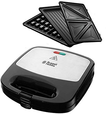 Russell Hobbs Dispositivo Multifunzione 3 in 1 Per Sandwich, Waffle, Grill a contatto Piastre lavabili in lavastoviglie, Antiaderente, Espandibile: Cake pop, Mini Donut, Churros,