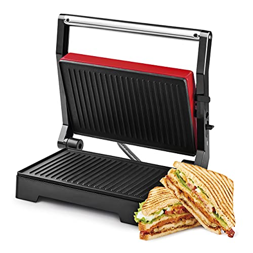 Ufesa , Panini Maker-Griglia elettrica e Sandwich-Bistecchiera, 1000W, Piastra Antiaderente con apertura fino a 180º piatta, Maniglia Antiscottatura, Piastre Antiaderenti, BPA Free