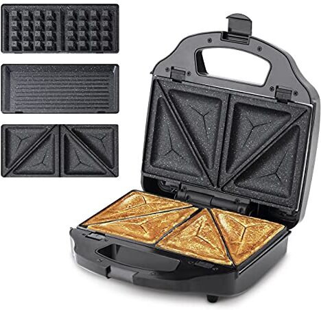 Ufesa Cook&Fun, Sandwich Maker 3 in 1: Piastra per Grill, Sandwich e Waffles, 900 W, Piastre Antiaderenti Intercambiabili, BPA Free, inox