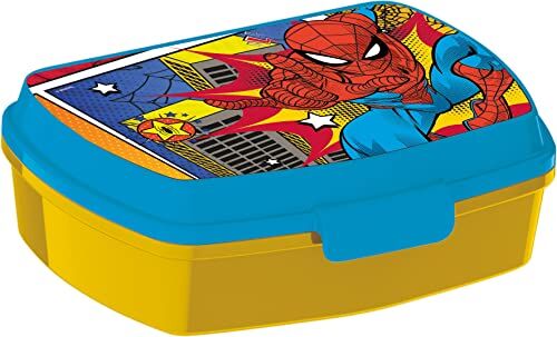 ALMACENESADAN 2058 Tostapane Restangolare Multicolore Spiderman Graffiti; Prodotto in plastica Riutilizzabile; Privo BPA; Dimensioni interne 16,5 x 11,5 x 5,5 cm