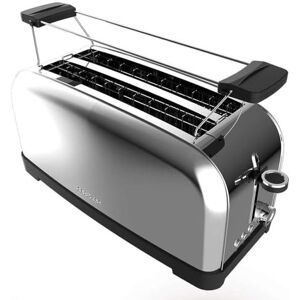Cecotec Tostapane Verticale Toastin' Time 1500 Inox, 1500W, Doppia fessura lunga e fessura larga 3,8cm, Barre Superiori, Acciaio Inossidabile, Spegnimento e Pop-up Automatico, Raccoglibriciole Cecotec Tostapane Verticale Toastin' Time 1500 Inox, 1500W, Doppia fessura lunga e fessura larga 3,8cm, Barre Superiori, Acciaio Inossidabile, Spegnimento e Pop-up Automatico, Raccoglibriciole
