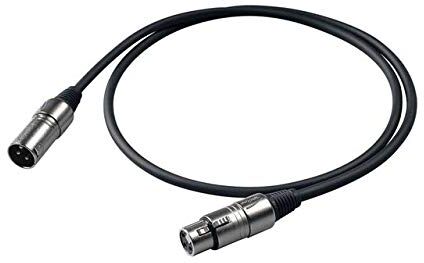 Proel BULK250LU6 Cavo Audio professionale per microfono con connessioni Cannon XLR 3P Maschio a Cannon XLR 3F Femmina da 6mt, Nero