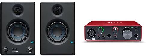 PreSonus Focusrite MOSC0024 Scarlett Solo 3rd Gen Interfaccia audio USB da 2 ingressi e 2 uscite, Chitarra/Basso &  Eris E3.5 Altoparlanti Multimediali Monitor Da Studio, ‎Nero