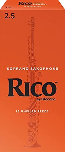 D'Addario Confezione da 25 Ance Rico per Sassofono Soprano, Durezza 2.5