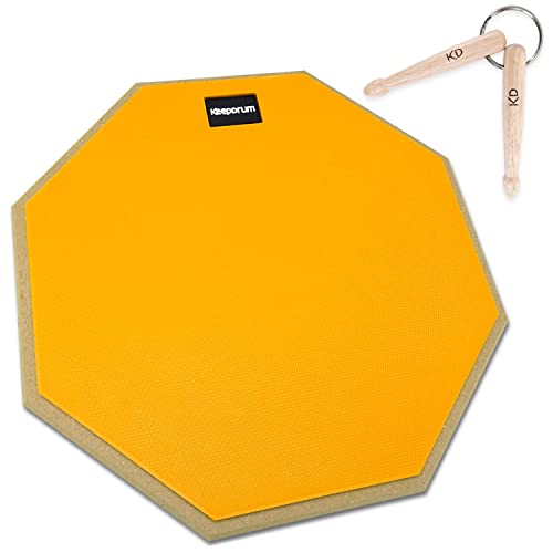 keepdrum DPOR12 Practice Pad Tamburi per esercizi arancione 12 pollici + portachiavi