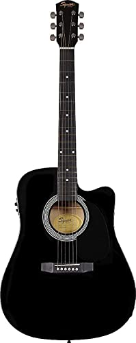 Fender SA-105CE, Dreadnought Cutaway, Chitarra Acustica Elettrificata, Nero