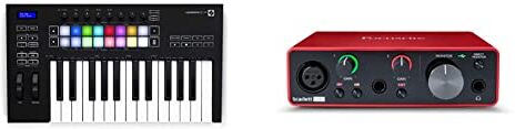 Novation Launchkey 25 [MK3], control-ler MIDI a tastiera — Con integrazione per Ableton Live. Modalità Accordo & Interfaccia audio USB Scarlett Solo (terza generazione) di Focusrite