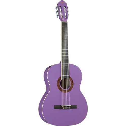 Eko GUITARS  Chitarra Classica Serie Studio Scala 4/4, Top in Tiglio, Fasce e Fondo in Tiglio Laminato, Manico e Tastiera in Betulla, Custodia Inclusa, Colore Violet