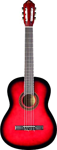 Eko GUITARS CS-10 RED BURST, Chitarra Classica Serie Studio Scala 4/4, Top in Tiglio, Fasce e Fondo in Tiglio Laminato, Manico e Tastiera in Betulla, Custodia Inclusa, Colore Red Burst