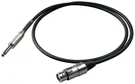 Proel BULK200LU10 Cavo sbilanciato audio con connettore Jack Mono 6.3 mm a Cannon XLR 3F Femmina da 10mt., Nero