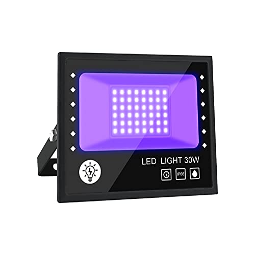 BOSITE 30W Luce Nera UV,Faretto UV LED con Spina,Luce di Inondazione LED Impermeabile IP66 Blacklight Decorare per Acquario,Festa,Pittura Fluorescente,Poster Fluorescente,Bar,Festa