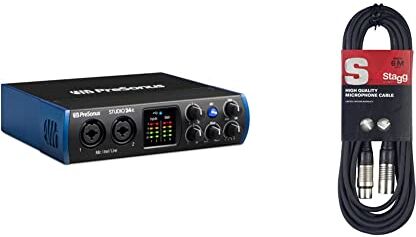 PreSonus Studio 24c Interfaccia audio 2x2, 192 kHz, compatibile USB-C & Cavo da microfono a mixer Stagg SMC6 da 6 metri XLR (m) -XLR (f), nero