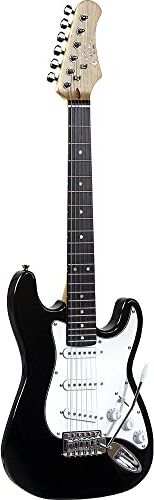 Eko GUITARS S-100 3/4 BLACK Chitarra Elettrica forma Stratocaster, Configurazione S/S/S, 22 Tasti, Colore Black