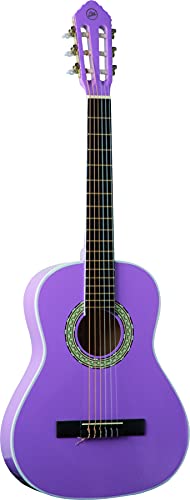 Eko GUITARS CS-5 VIOLET Chitarra Classica Serie Studio Scala 3/4, Top in Agathis, Fasce e Fondo in Tiglio Laminato, Manico in Mogano e Tastiera in Betulla, Custodia Inclusa, Colore Violet