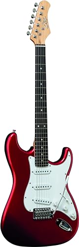 Eko GUITARS S-300 CHROME RED, Chitarra Elettrica forma Stratocaster, Configurazione S/S/S, 22 Tasti, Colore Chrome Red