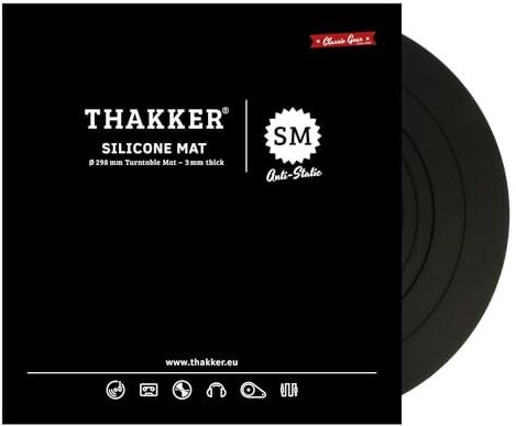 THAKKER Silicone Mat Tappetino antistatico per giradischi in silicone Nero   3 mm di spessore   298 mm di diametro   per giradischi da 12 pollici