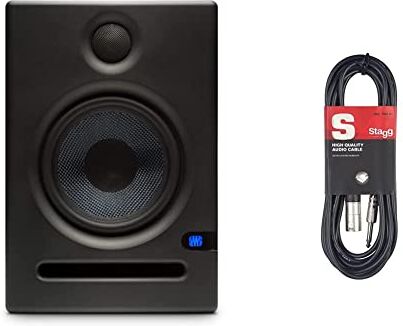 PreSonus Eris E5 Studio Monitor, 1 Unità, Cablata & Stagg Sac3Pxm Dl Cavo Audio Xlrm To Jack, 3 M, Nero