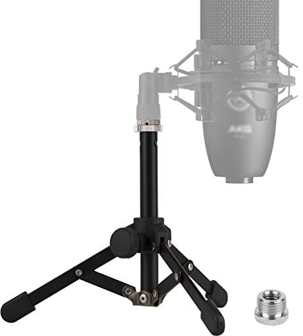 GEEKRIA Supporto per microfono treppiede da tavolo per Creators compatibile con microfoni AKG D5, P120, P220, P420, P820, C1000S, C3000, C451B, P5i, P3S, supporto per microfono da tavolo con piedini