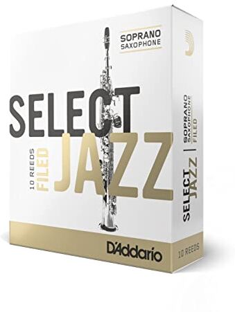 D'Addario Confezione da 10 ance morbide con taglio francese Rico Select Jazz per sassofono soprano, durezza 3