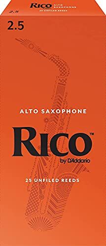 D'Addario Rico Saxophone Reeds Ance per sassofono contralto Alto Sax Reeds 2.5 forza, 25-Pack