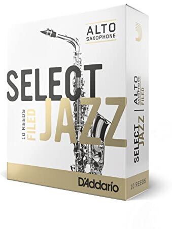 D'Addario Confezione da 10 ance morbide con taglio francese Rico Select Jazz per sassofono contralto, durezza 2