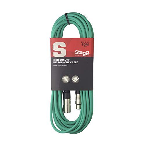 Stagg Alta Qualità Plug Cavo per Microfono XLRf to XLRm, 10m, Verde