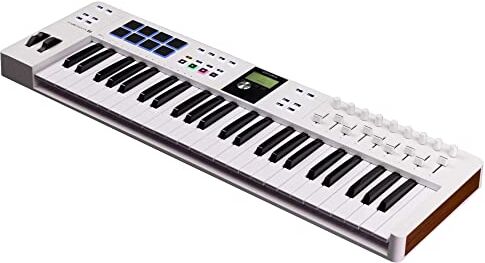 Arturia KeyLab Essential 49 mk3 Controller MIDI a tastiera per la produzione musicale 49 tasti, 9 encoder, 9 fader, 1 Modulation Wheel, 1 rotellina del Pitch Bend, 8 pad Bianco