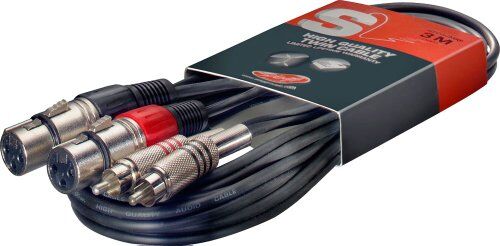 Stagg STC3 Cavo S Serie per Microfono 2 x Jack Fono, Gemello RCAm a XLRf, 3m