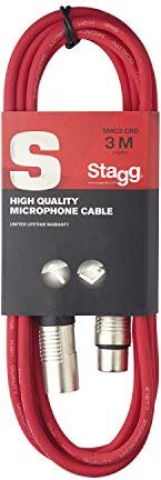 Stagg Cavo da Microfono di Alta Qualita XLRf to XLRm, 3m, Rosso