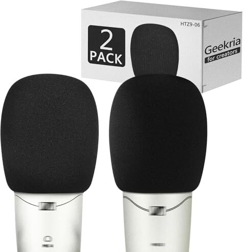 GEEKRIA per Creators Parabrezza in schiuma compatibile con Sennheiser MK 4, MK 8, TLM 107, TLM 107 STUDIOSET, TLM 49 Copertura antipop per microfono, filtro in schiuma spugna (confezione da 2)