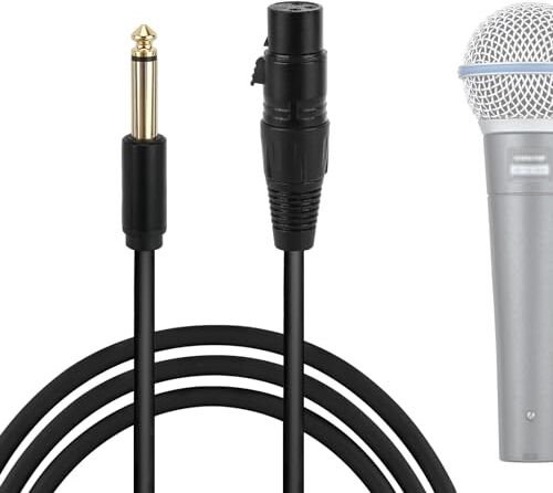 GEEKRIA Cavo per microfono da 6,35 mm a XLR femmina, 3 m, compatibile con Shure MV7X, SM58-CN, SM57, SM7B, PGA48-QTR, PGA58-QTR, BETA 58A, cavo bilanciato per microfono (nero)