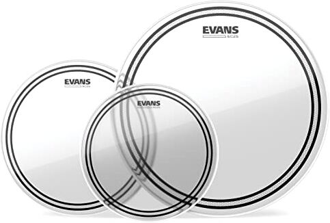 EVANS Confezione da 3 Pelli EC2 per Tom Rispettivamente di 10", 12" e 16", Rock, Trasparente