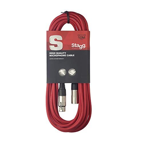 Stagg Alta Qualità Plug Cavo per Microfono XLRf to XLRm, 10m, Rosso